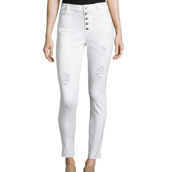 High Rise Ludlow Skinny Button Fly Distressed Jean - Picture 1 of 12